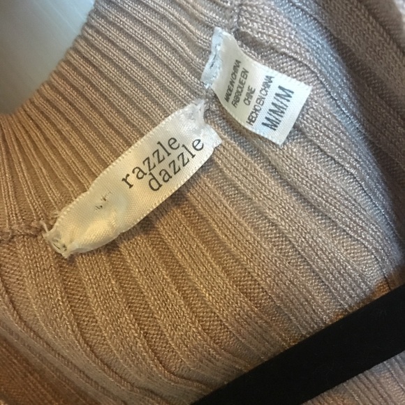 Tan Cold Shoulder Sweater - Picture 3 of 3